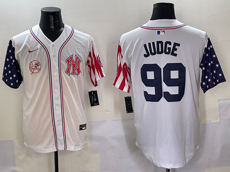 Men 2025  MLB New York Yankees #99 Judge white jersey style 10